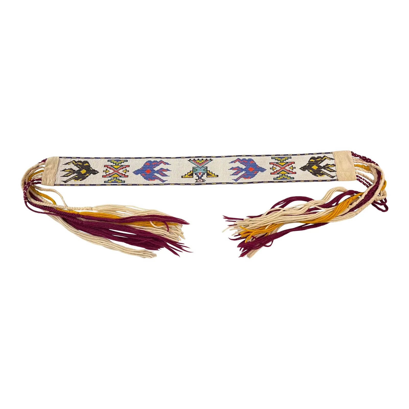 Winnebago Tribe Beaded + Fringe Sash Belt