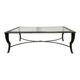 Late 20th Century Maison Jenson Style Custom Design Iron + Glass Coffee Table