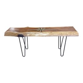 Bob Baker Live Edge + Compass Inlay Coffee Table / Bench