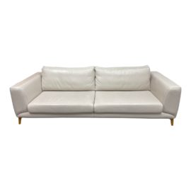 BoConcept Cream Leather + Maple Leg Sofa. Original Price: $6,000