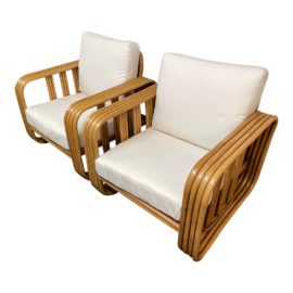 Williams-Sonoma Home Rattan Arm Chairs, a Pair