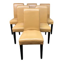 Contemporary Peach Bonded Leather Dining Chairs - Set of Six