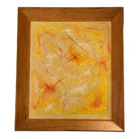 Mid-Century Modern Yellow + Orange Original Abstract Painting - Unknown Artist