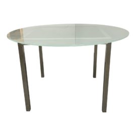 Room & Board Frosted Glass Round Table + Steel Base