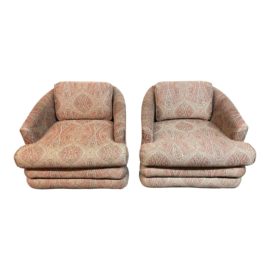 Laura Ashley Etro Upholstered Barrel Chairs, a Pair