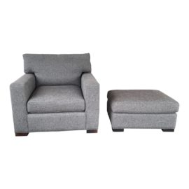 Crate & Barrel Theatre Arm Chair + Ottoman