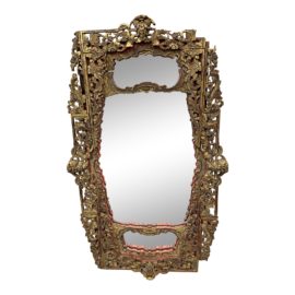 Early 20th Century Asian Influenced Gold Gilt Panel Mirror