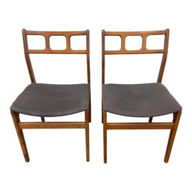 Mid 20th Century Danish Modern Style Teak Side Chairs - a Pair