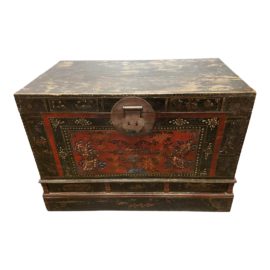 Early 20th Century Asian Hand Painted Wedding Trunk