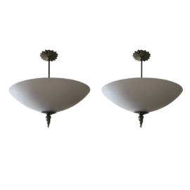 Phoenix Day Custom Bronze + Glass Ceiling Light, a Pair