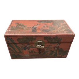 Mid 20th Century Sian Carved + Hand-Painted Box