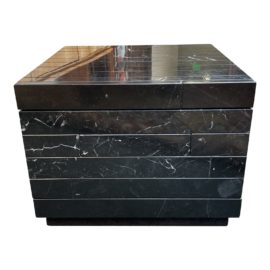 Timothy Oulton Style Black Marble Tile Side Table