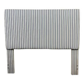 Queen Size Custom Design Blue + White Ticking Stripe Headboard