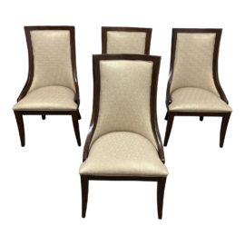 Early 21st Century Custom Design Watercolor Floral + Faux Shagreen Dining Chairs - Set of Four. Original Price: $3,465