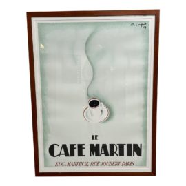 Early 20th Century Reproduction French Poster "Le Cafe Martin" - Custom Framed