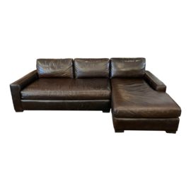 Restoration Hardware Two Piece Leather Maxwell Sectional. Original Price: $11,590