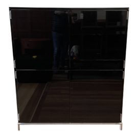 Custom Design Black Lacquered Four Door Cabinet