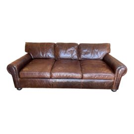 Restoration Hardware Lancaster Sofa Luxe Depth Brompton Cocoa Leather. Original Price: $4,795