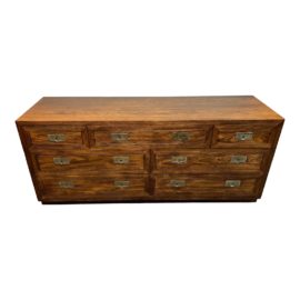 Late 20th Century Henredon Scene One Campaign Seven Drawer Dresser