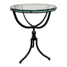 Early 21st Century Hollywood Regency Metal + Glass Side Table