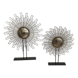 John-Richard Two Piece Sunburst Convex Mirror + Stands