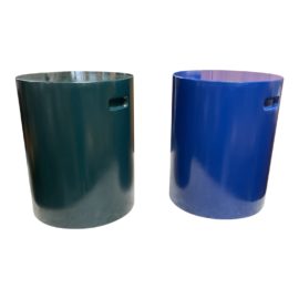 Custom Design Lacquer Pedestal/Stools/ Side Tables, a Pair