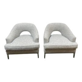 Baker Furniture Custom Carnelian Arm Chairs, a Pair