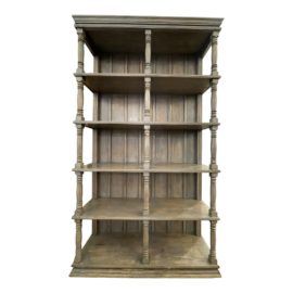 Custom Design French Country Taupe Turned Wood Bookcase