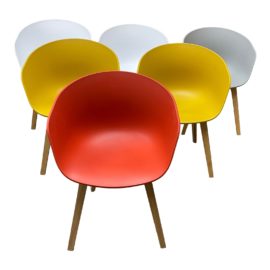 Hay About a Chair Arm Chair, White Yellow + Coral, Set of Six. Original Price: $1,950