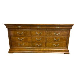 Late 20th Century "Charles X" Burled Elm Twelve Drawer Dresser