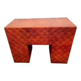Custom Design Red Leather Stool + Gold Studs