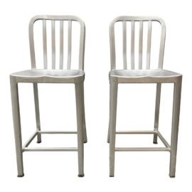 Crate & Barrel Delta Aluminum Counter Stools - a Pair. Original Price: $358