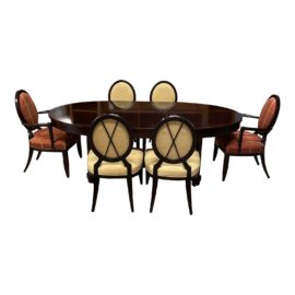 Barbara Barry for Baker Furniture Oval Cross Back Dining Set. Original Price: $21,632
