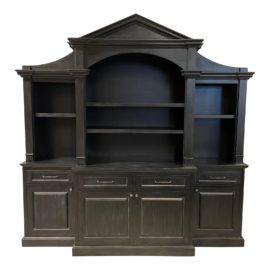 Custom Design Neo-Classical Revival Black Arched Bookcase Unit. Original Price: $10,000