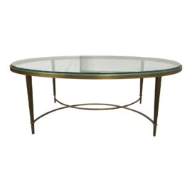 Sunrise Home Glass + Bronze Oval Coffee Table. Original Price: $2,910