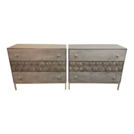 Moe's Furniture Corolla Three Drawer Chests, a Pair