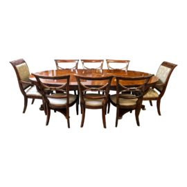 Henredon Double Pedestal Dining Table + Eight Chairs Set. Original Price: $13,600