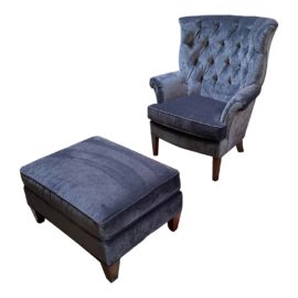 C. R. Laine Daly Tufted Wingback Chair + Ottoman. Original Price: $3,350