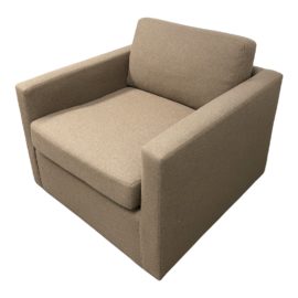 Kroll Furniture Custom Design Workroom Taupe Wool Tux Club Chair. Original Price: $2,570