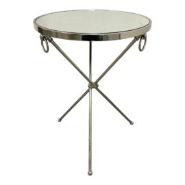 Williams Sonoma Round Mirrored Top Side Table