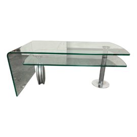 Contemporary Swivel Industrial Glass Coffee Table. Original Price: $1,000
