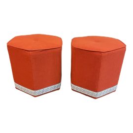 Hayneedle Orange Octagonal Ottoman - a Pair