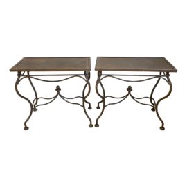 Wrought Iron French Inspired Side Tables - a Pair