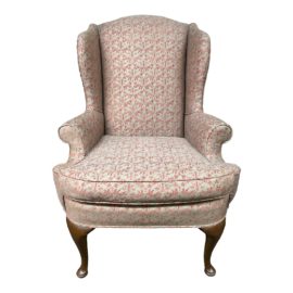 Custom Design Fortuny-Style Red Lion Wingback Chair