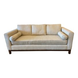 Custom Contemporary Sofa With Textured Wood Base