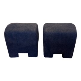 Gulassa & Co. Dark Brown Wool Ottoman Stools - a Pair. Original Price: $3,400