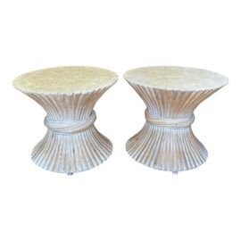 McGuire Sheaf Bamboo Side Tables, a Pair