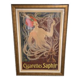 Vintage Stephano French "Cigarettes Saphir" Custom Framed Poster
