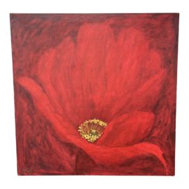 Circa 1990s Original Artwork Poppy on Canvas - Signed