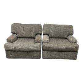 Circa 1990's Custom Castor Grey Lounge Chairs - a Pair